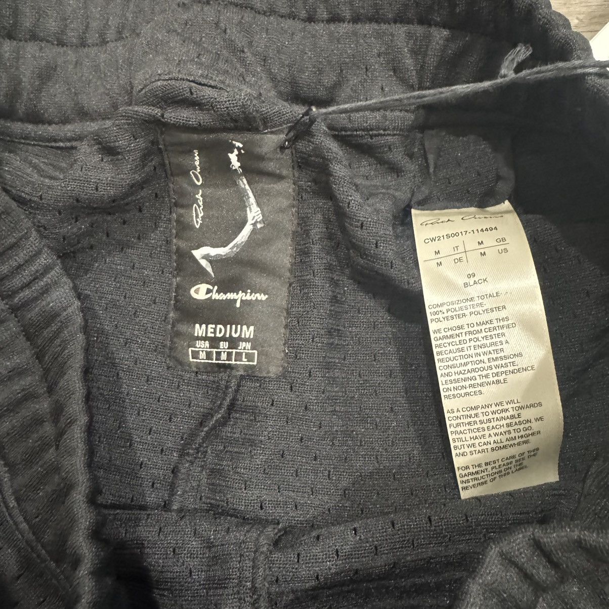 Converse Rick Owens X Champion Eco Mesh Toga Skirt Black Size 28" / US 6 / IT 42 - 5 Thumbnail