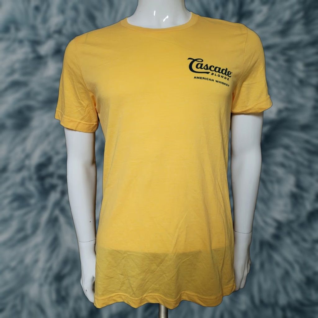 Vintage Cascade Blonde American Whiskey T Shirt Medium Summertime Mens Yellow Cotton Blend Short Sleeve Crew Neck Graphic Tee Size US M / EU 48-50 / 2 - 1 Thumbnail