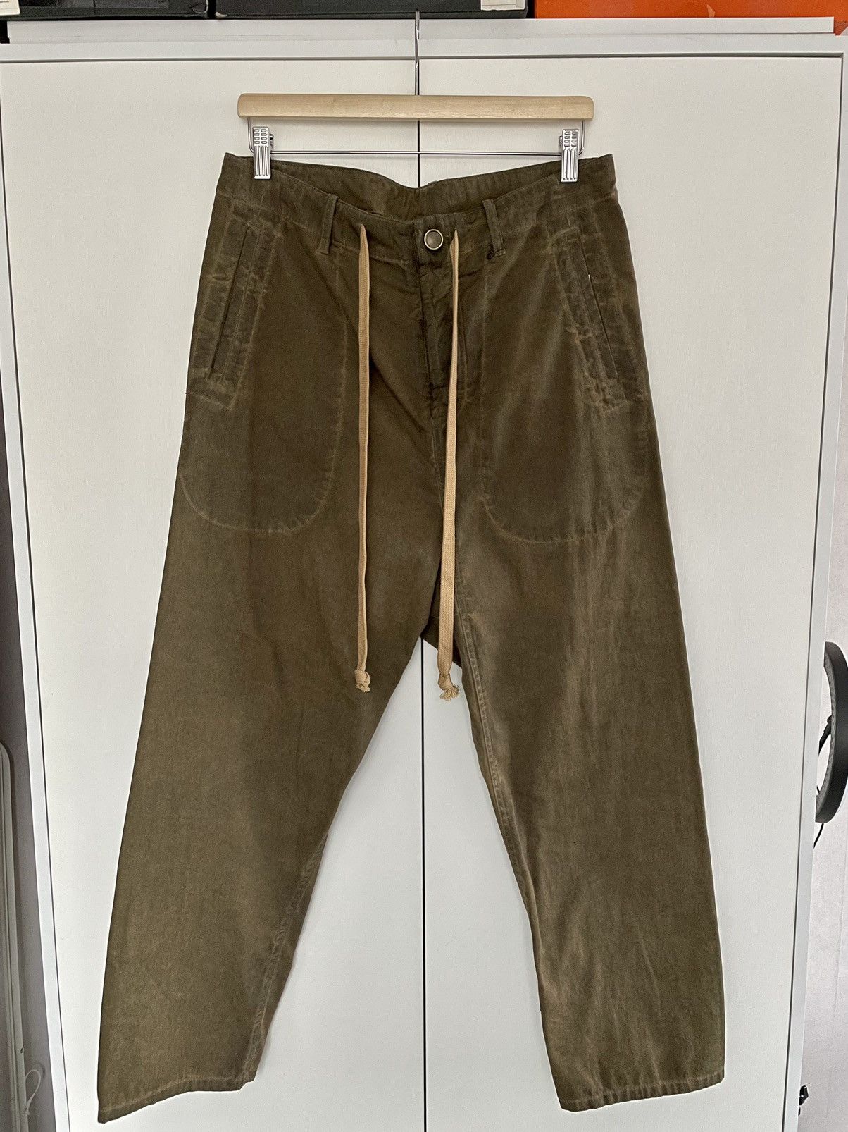 image of Uma Wang Army Green Garment Dyed Jack Pants Jeans Size M, Men's
