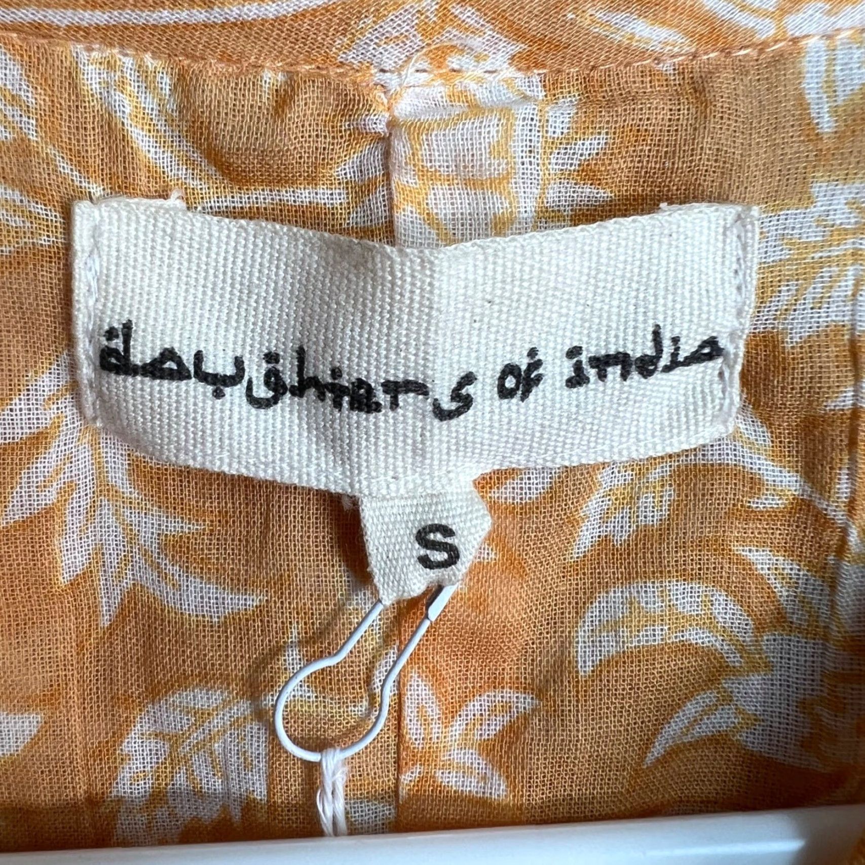 Vintage Daughters Of India Womens Small Yellow Orange Floral Cotton Dress Boho Maxi Vintage Shirt Size S / US 4 / IT 40 - 3 Thumbnail