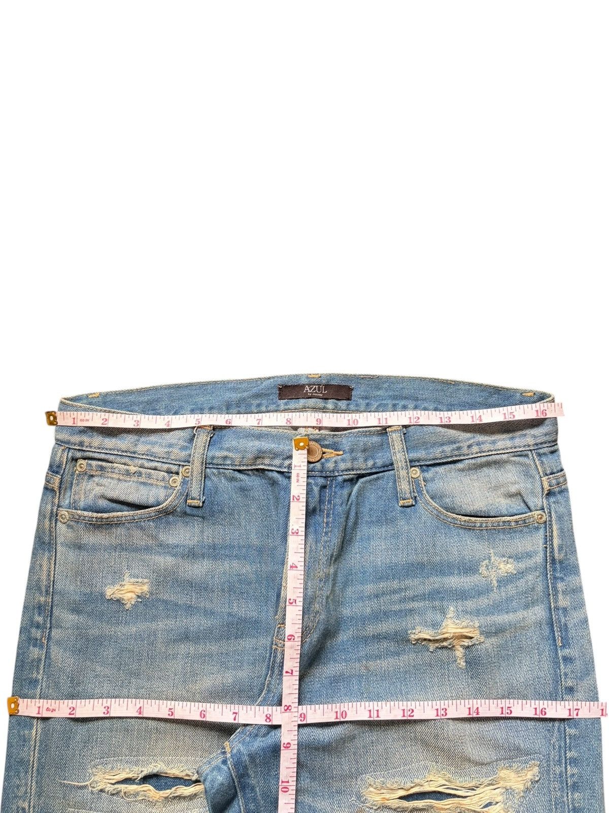 MOUSSY Vintage Azul Moussy Patches Distressed Jeans Size 32" / US 10 / IT 46 - 6 Thumbnail