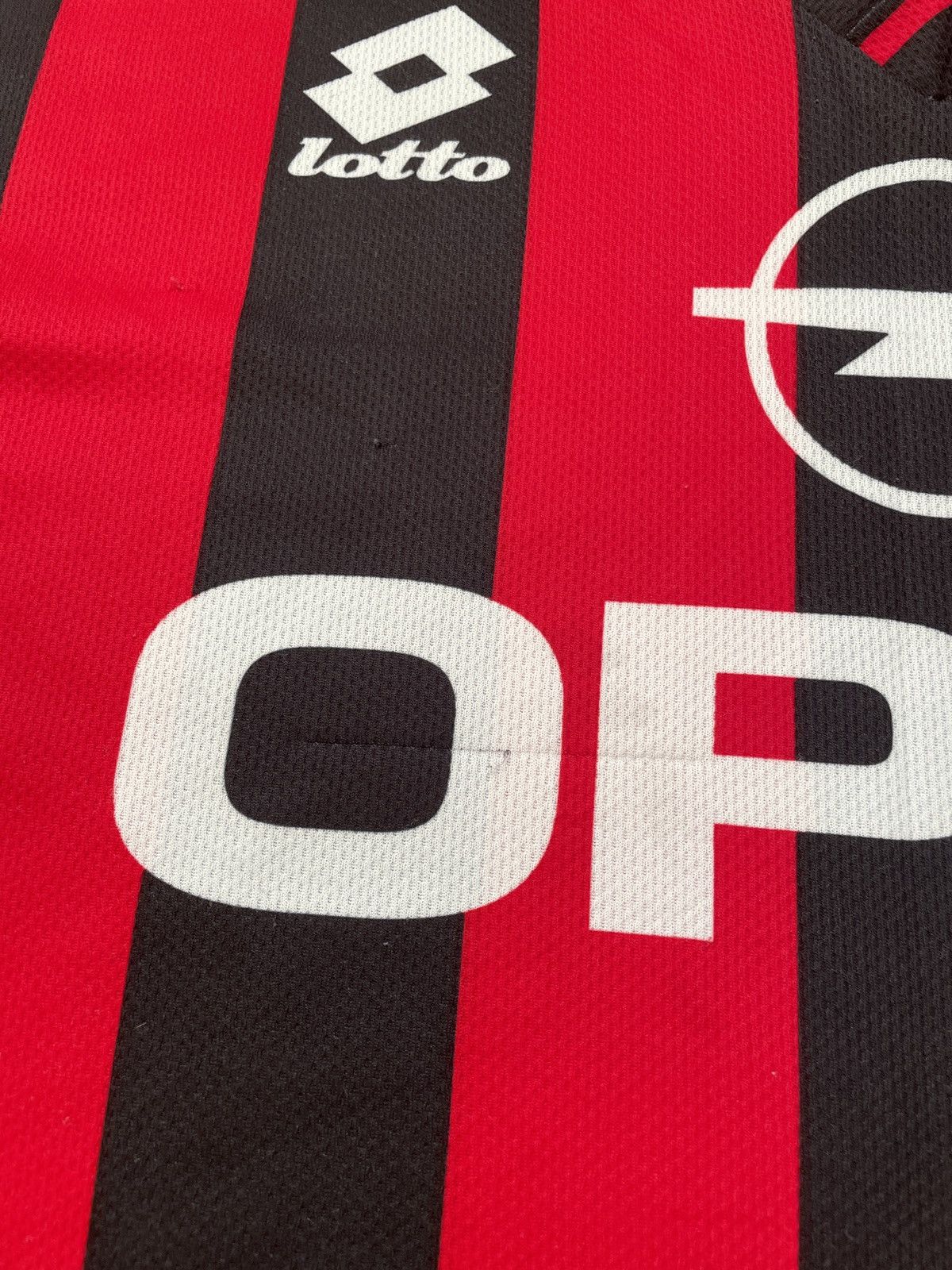Lotto Sport × Vintage AC Milan 1995-96 Home Lotto Opel jersey t shirt Size US L / EU 52-54 / 3 - 6 Thumbnail