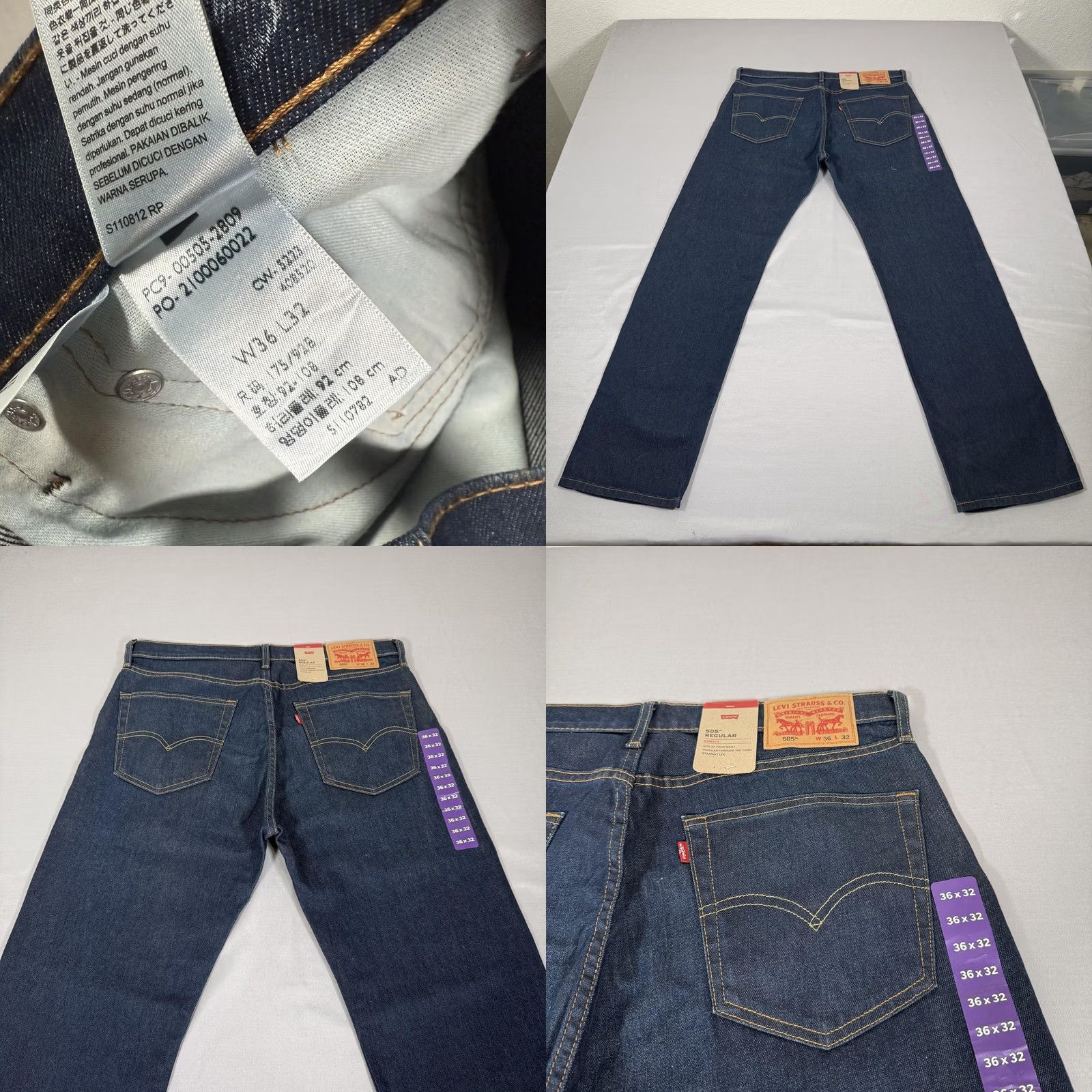 Levi's Levi's Jeans Mens 36x32 Blue 505 Straight Comfort Stretch Denim Pants Cowboy Regular Fit Straight Leg Jeans Mens Size US 36 / EU 52 - 9 Thumbnail