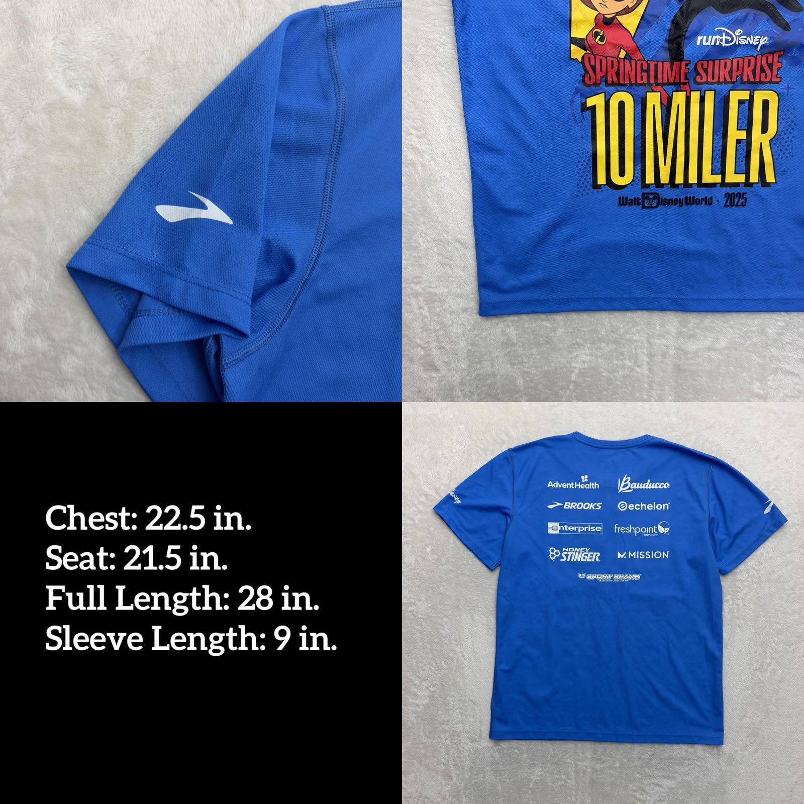 Brooks RunDisney Incredibles Brooks Shirt Mens L Blue Short Sleeve T-Shirt Moisture Wicking Quick Dry Size US L / EU 52-54 / 3 - 8 Thumbnail