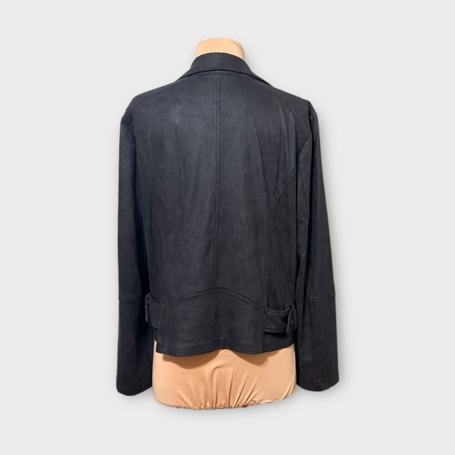 Other Faux Leather Suede Moto Jacket Medium Black Vegan Zip EUC So Size M / US 6-8 / IT 42-44 - 5 Thumbnail