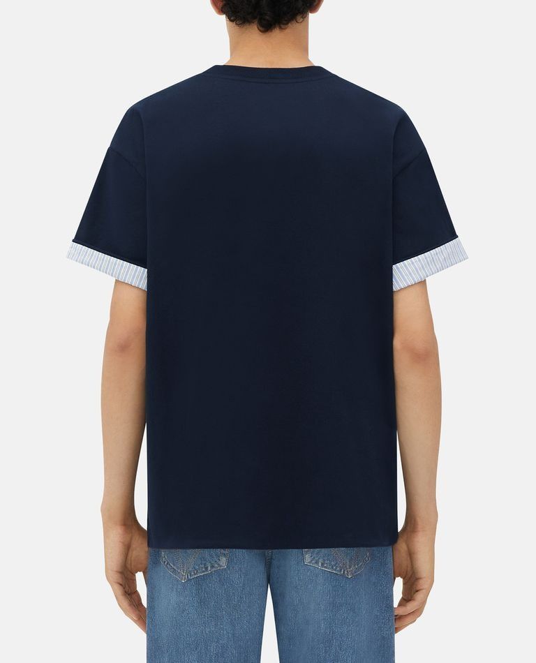 Bottega Veneta o1n1vont1224 Double Layer Striped Cotton T-Shirt in Navy Size US XL / EU 56 / 4 - 3 Thumbnail