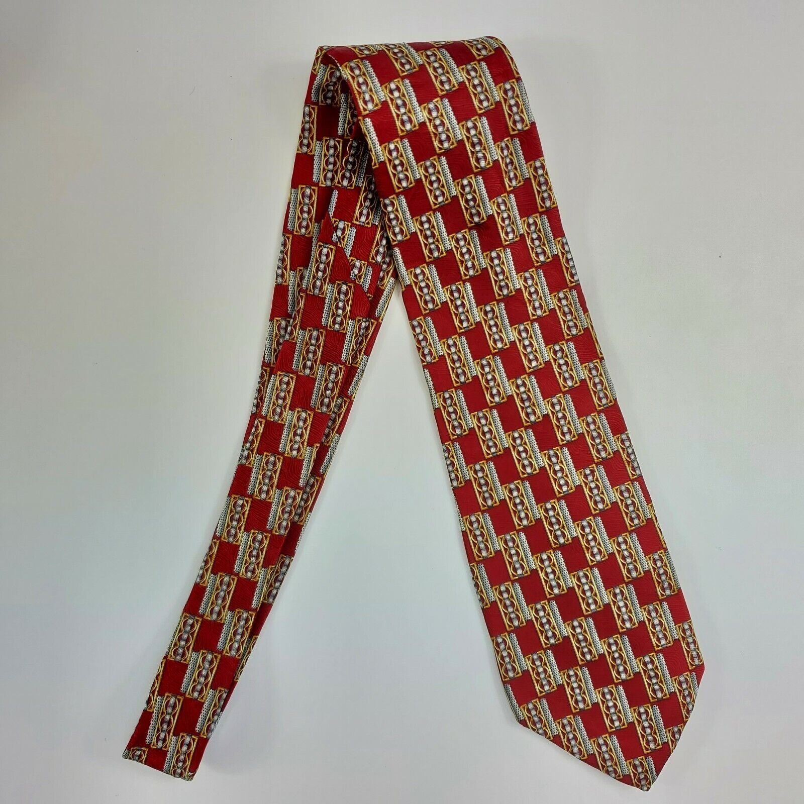 Bert Pulitzer Bert Pulitzer Red Geometric Silk Tie Short Size ONE SIZE - 6 Thumbnail