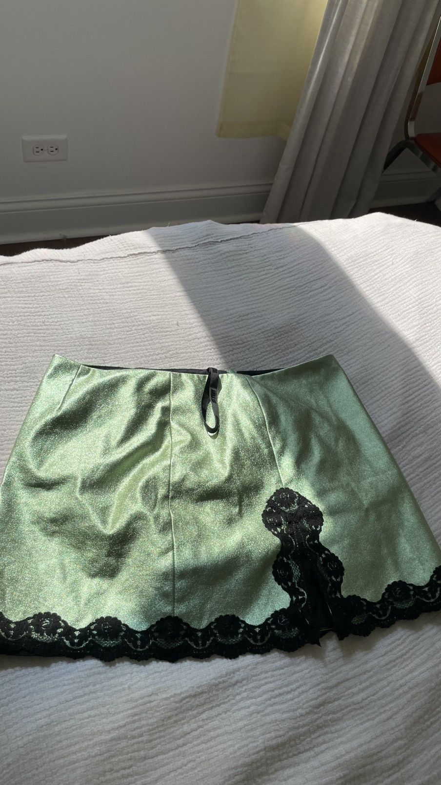 Anna Sui Lace detail Leather Skirt Size 28" / US 6 / IT 42 - 2 Thumbnail