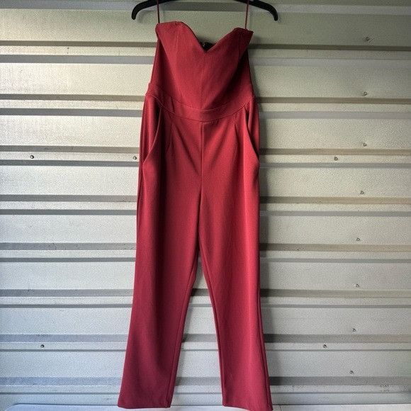 Express Express Strapless Red Jumpsuit Sz 6 Size M / US 6-8 / IT 42-44 - 1 Thumbnail
