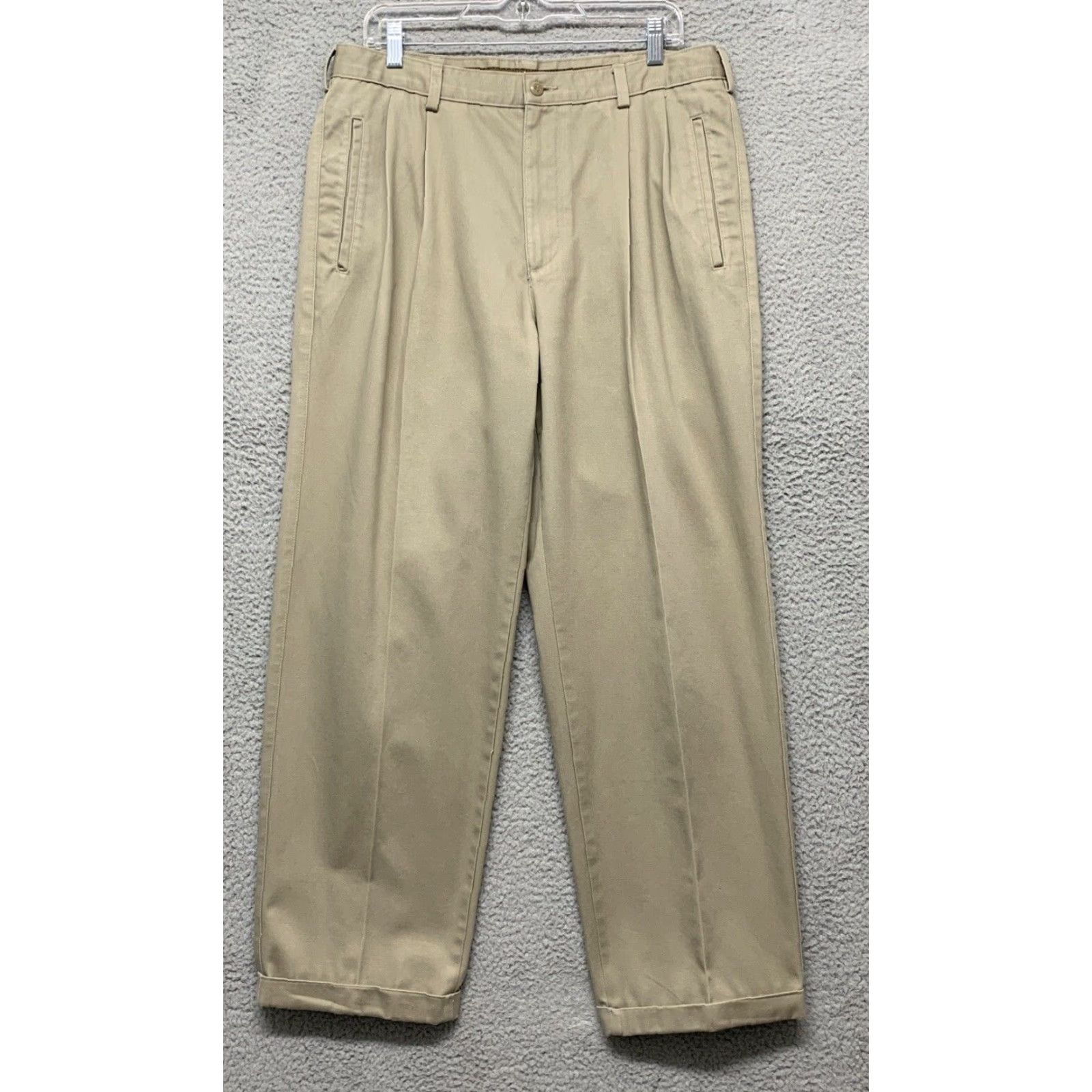 Logo 7 Dress Pants Men's 34W x 30L Tan Pleated Front Cuffed Hem Button Pockets LOGO Dress Pants Mens 34W 30L Tan Pleated Front Cuffed Hem Button Pockets Size US 34 / EU 50 - 2 Thumbnail