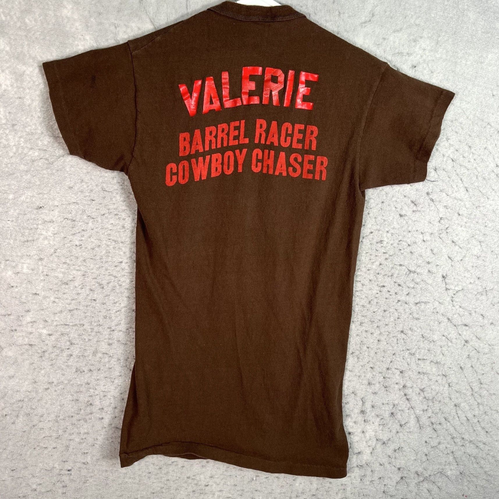 Russell Athletic VINTAGE Russell Athletic 70s High School Rodeo Barrel Racer Graphic Tee Adult Large Brown Unisex Size US L / EU 52-54 / 3 - 2 Thumbnail