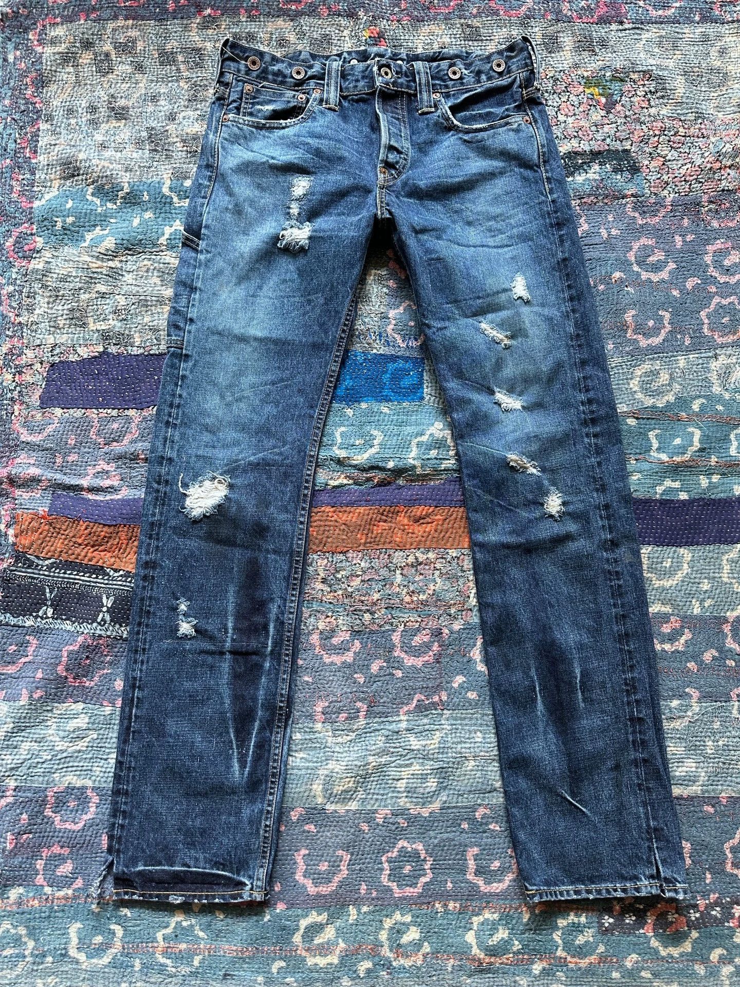 RRL Ralph Lauren RRL Depp-style Washed Distressed Denim Pants Hem Slits Size US 29 - 1 Thumbnail