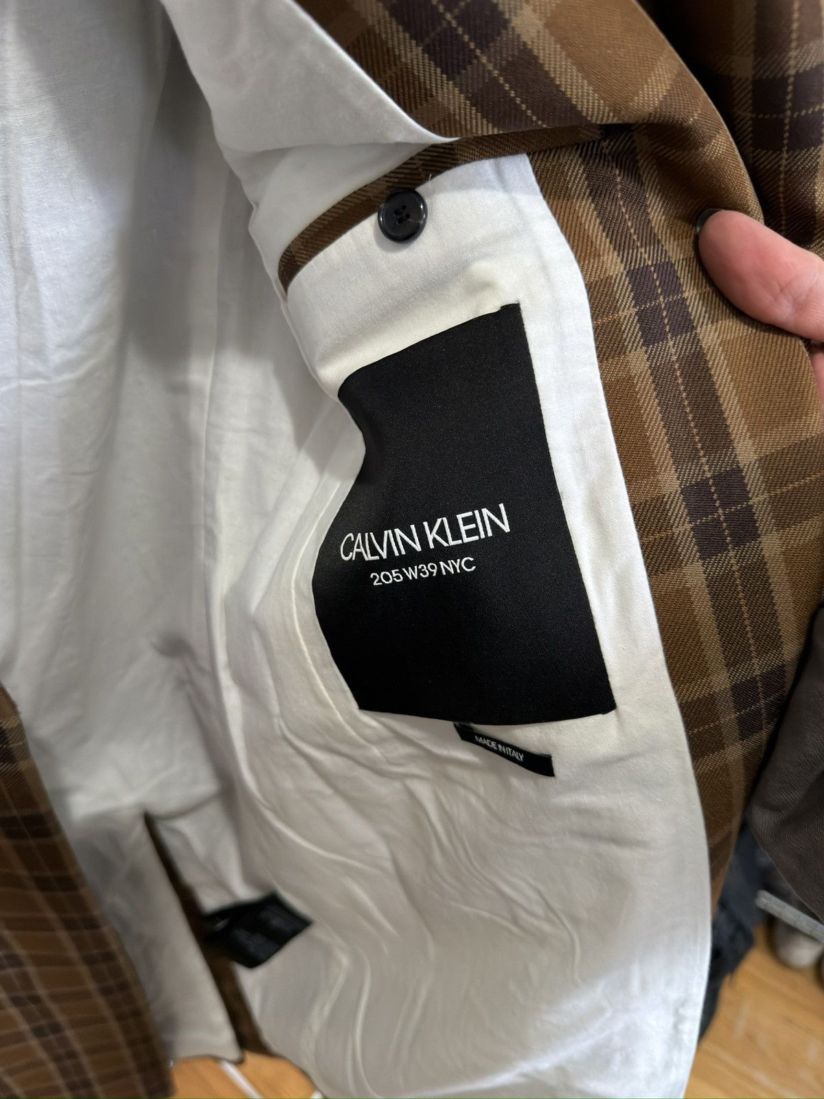 Calvin Klein 205W39NYC SS18 Brown Plaid Tailored Coat Size S / US 4 / IT 40 - 3 Thumbnail