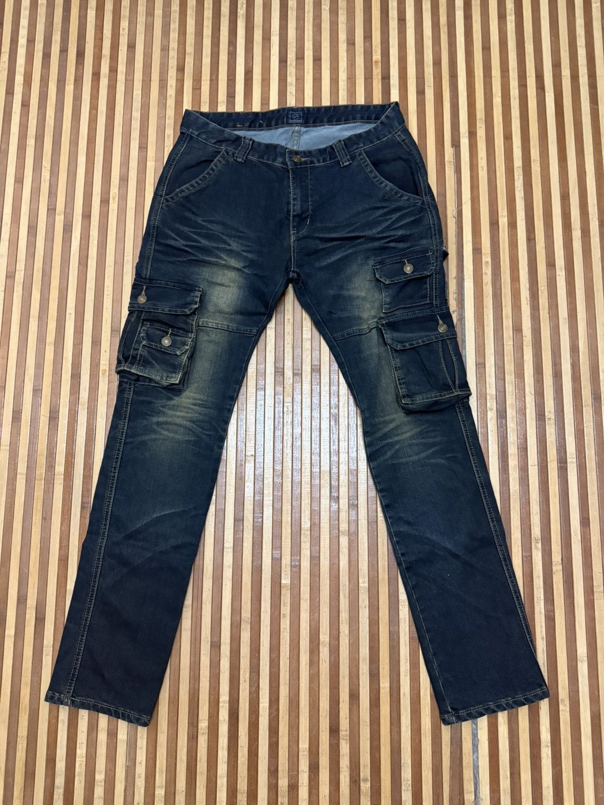 Japanese Brand Vintage The F&S Jeans Denim Cargo Pants 9 Bush Pocket W31X32 Size US 31 - 2 Thumbnail