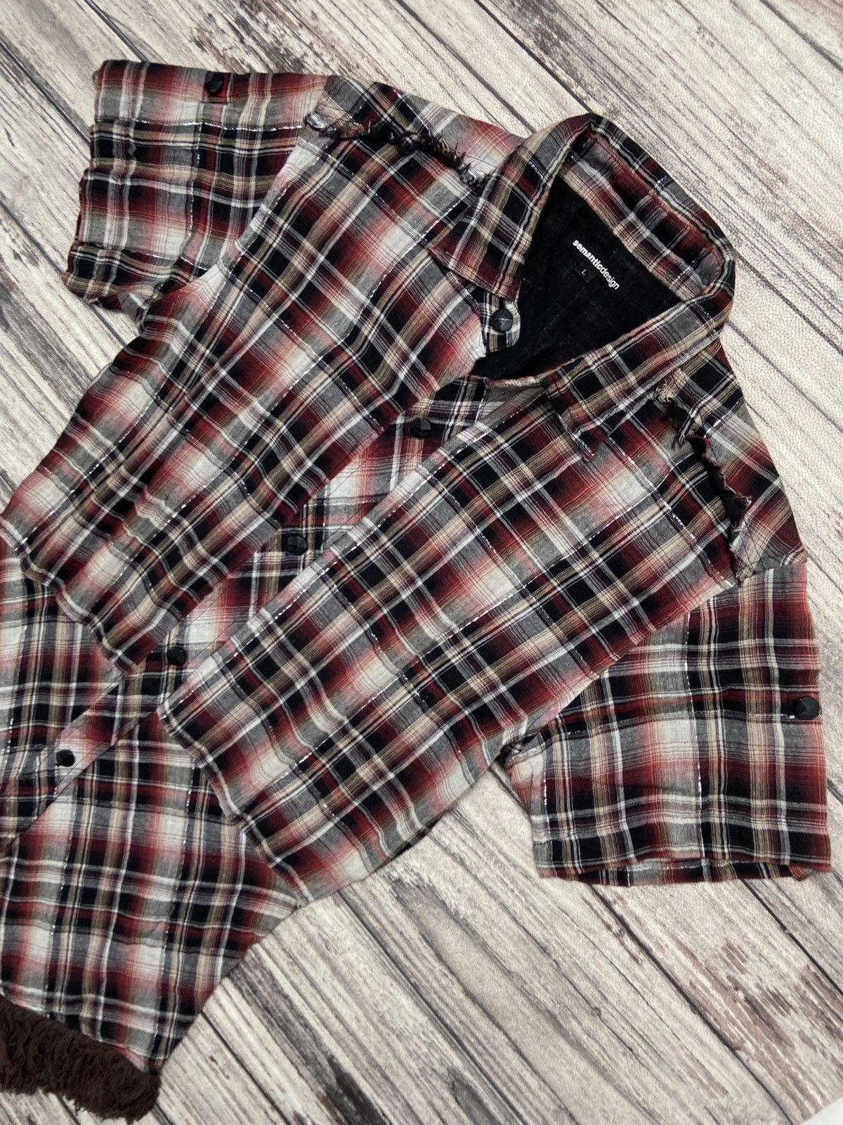 If Six Was Nine × Le Grande Bleu (L.G.B.) × semanticdesign Rare 2000s Semantic Design Asymetric Midi Plaid Dress Size M / US 6-8 / IT 42-44 - 5 Thumbnail