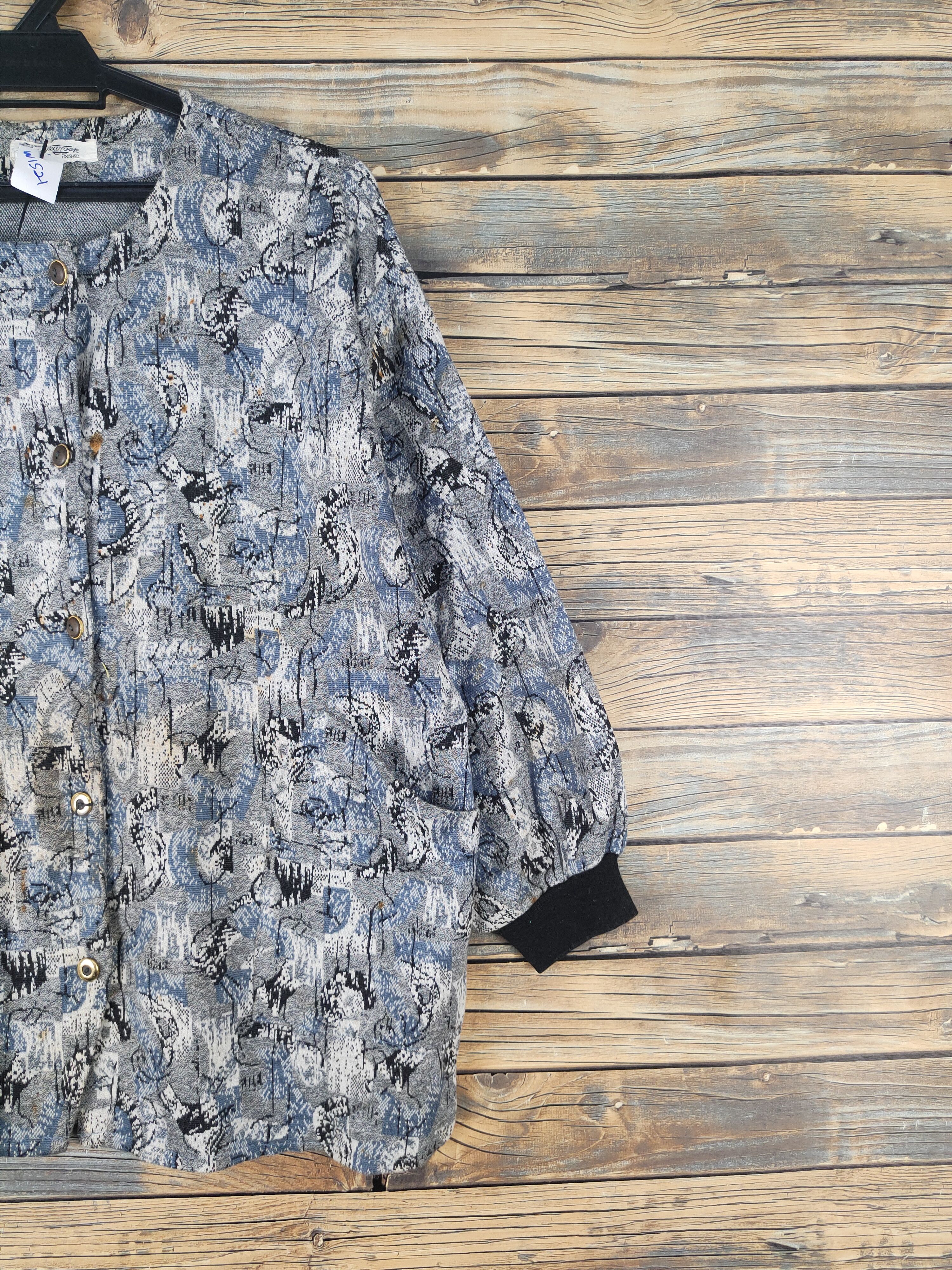 Homespun Knitwear × New Look × Vintage New Look Blue Gray Knitwear Blouses #W1521 Size L / US 10 / IT 46 - 7 Thumbnail