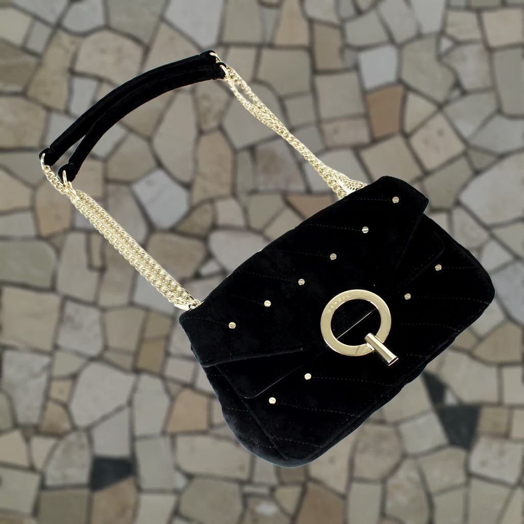 Sandro Sandro Yza Bag Womens ONE SIZE Velvet Studded Quilted Gold Buckle Chain Strap Size ONE SIZE - 1 Thumbnail