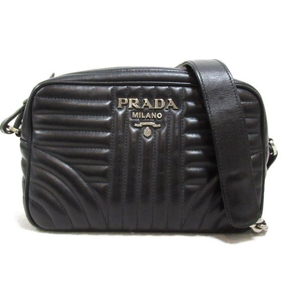 image of Prada Leather Chain Crossbody Bag in Black, Women's