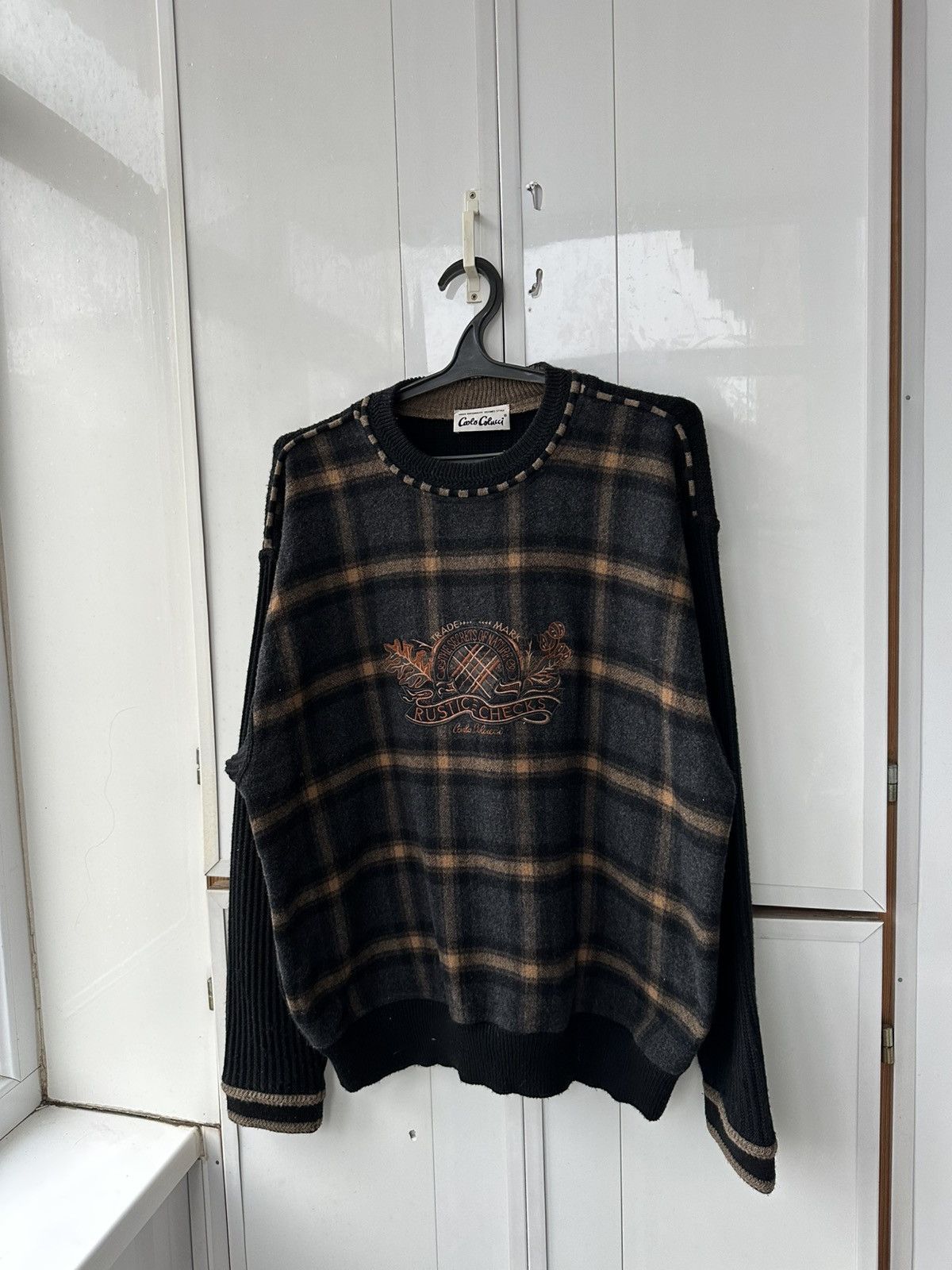 Carlo Colucci Vintage Carlo Colucci Knit Sweater Patchwork Brown Size US L / EU 52-54 / 3 - 2 Thumbnail