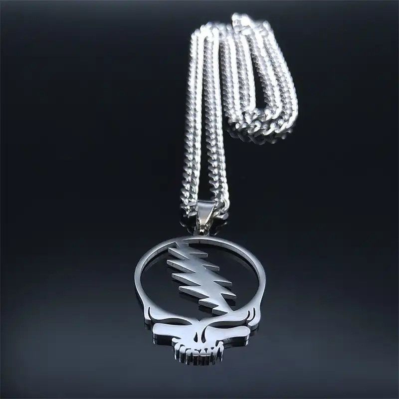 Jewelry Grateful Dead Skull Stainless Steel Chain Necklaces Size ONE SIZE - 2 Thumbnail