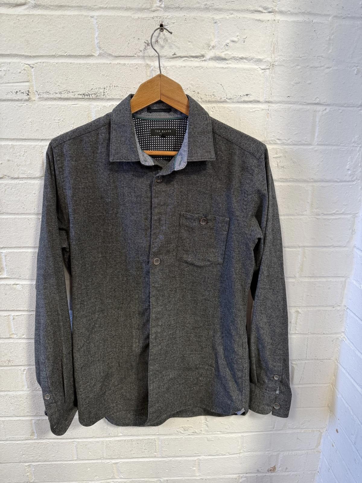 Express Express Men's Gray Long Sleeve Casual Shirt Size 38R - 1 Thumbnail
