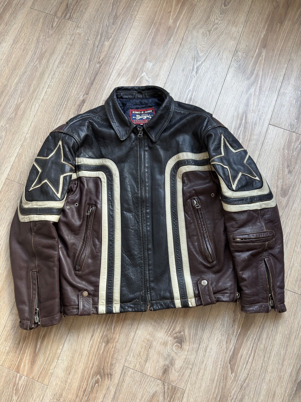 Vintage Zino & Judy Vintage 90’s Leather Biker Jacket RARE Size US M / EU 48-50 / 2 - 1 Thumbnail