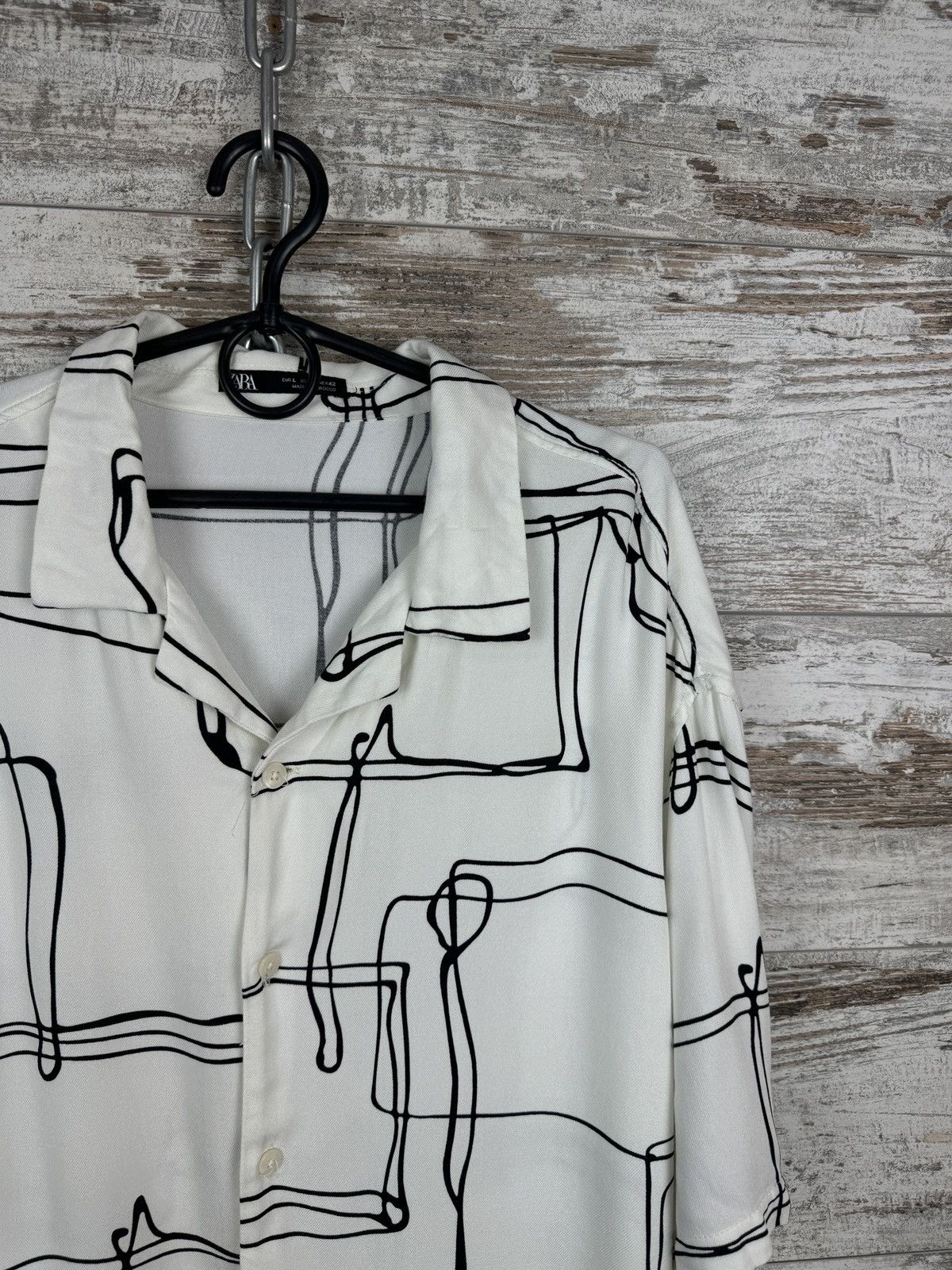 Zara Mens Zara Hawaiian shirt art crazy overprinted old money Size US L / EU 52-54 / 3 - 2 Thumbnail