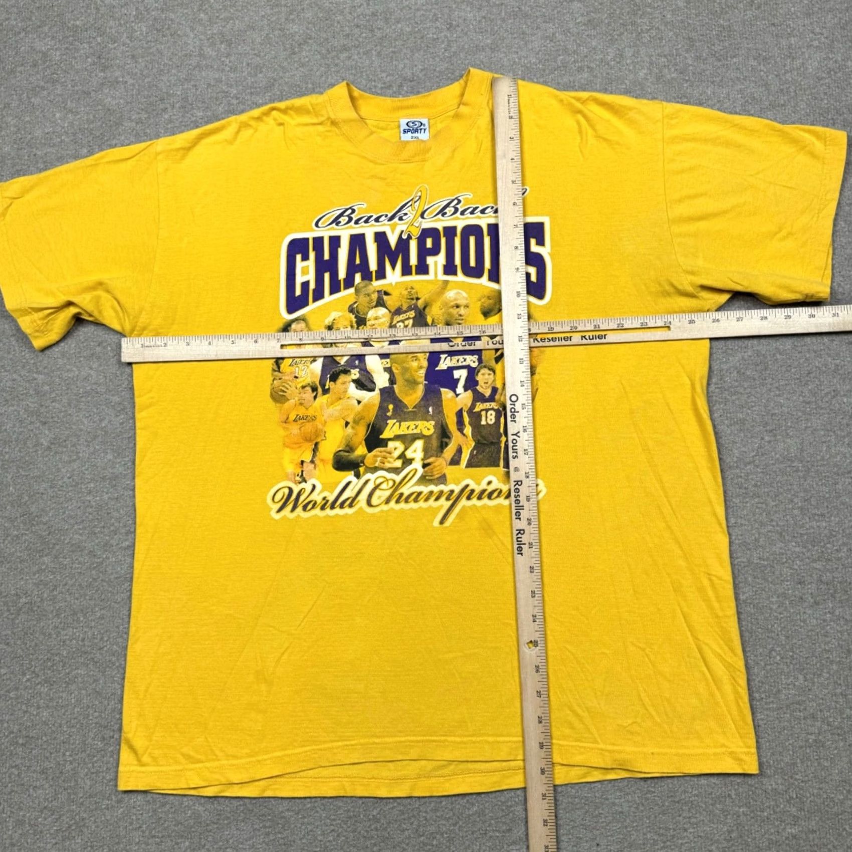 Vintage Sporty Shirt 2XL Yellow LAKERS Finals Graphic Print Mens T-Shirt Basketball Vintage? Size US XXL / EU 58 / 5 - 7 Thumbnail