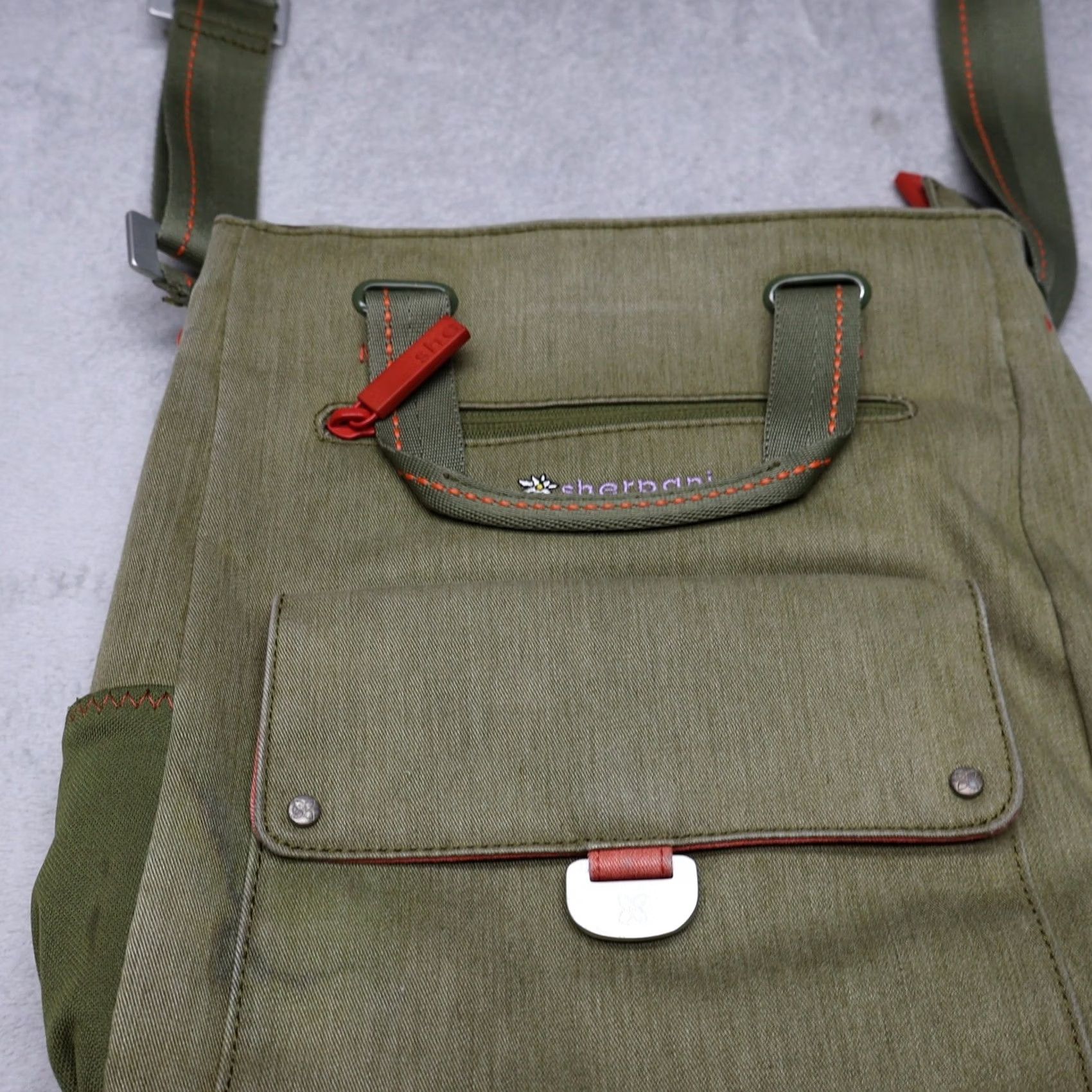 Vintage Sherpani Bag Womens Medium Trevia Crossbody Green Canvas Tote Travel Casual Size ONE SIZE - 3 Thumbnail