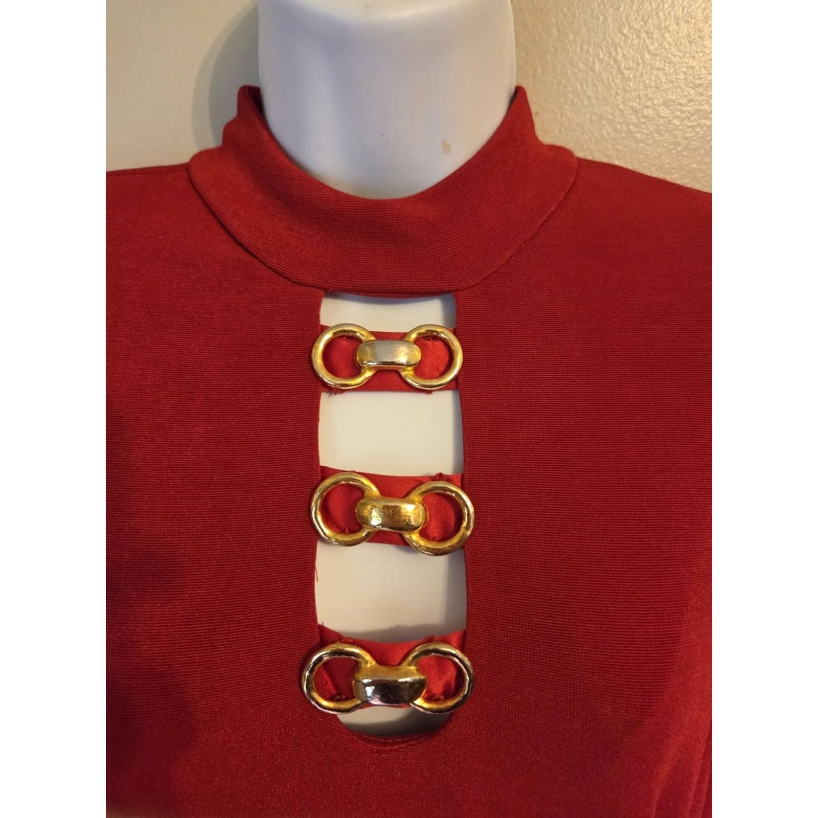 Vintage VINTAGE Spiegel Ebony Style Asian Look Sheath Dress Size 8 Red 1980s Womens Size M / US 6-8 / IT 42-44 - 2 Thumbnail