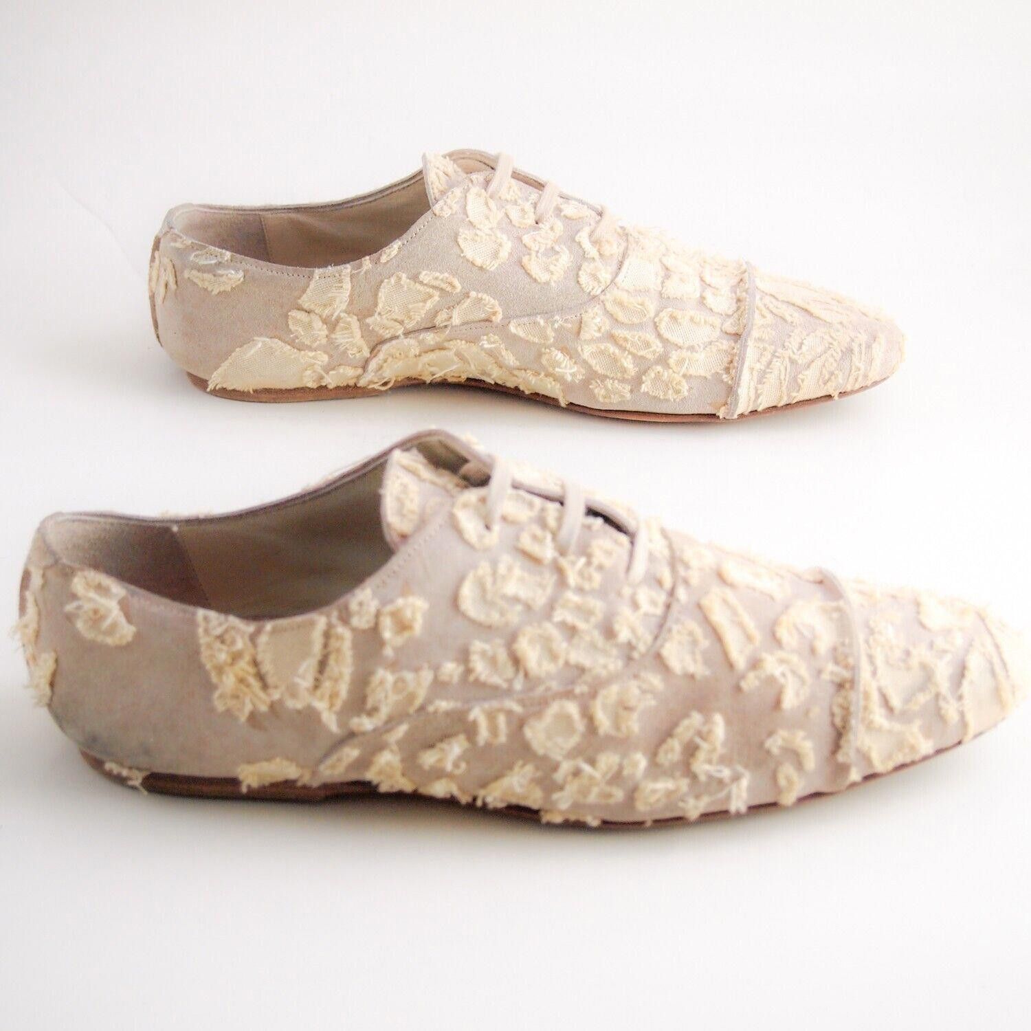 Acne Studios Acne Jeans Oxfords Gray Suede Ivory Linen Size EU 40 US 10 Size US 10 / IT 40 - 4 Thumbnail
