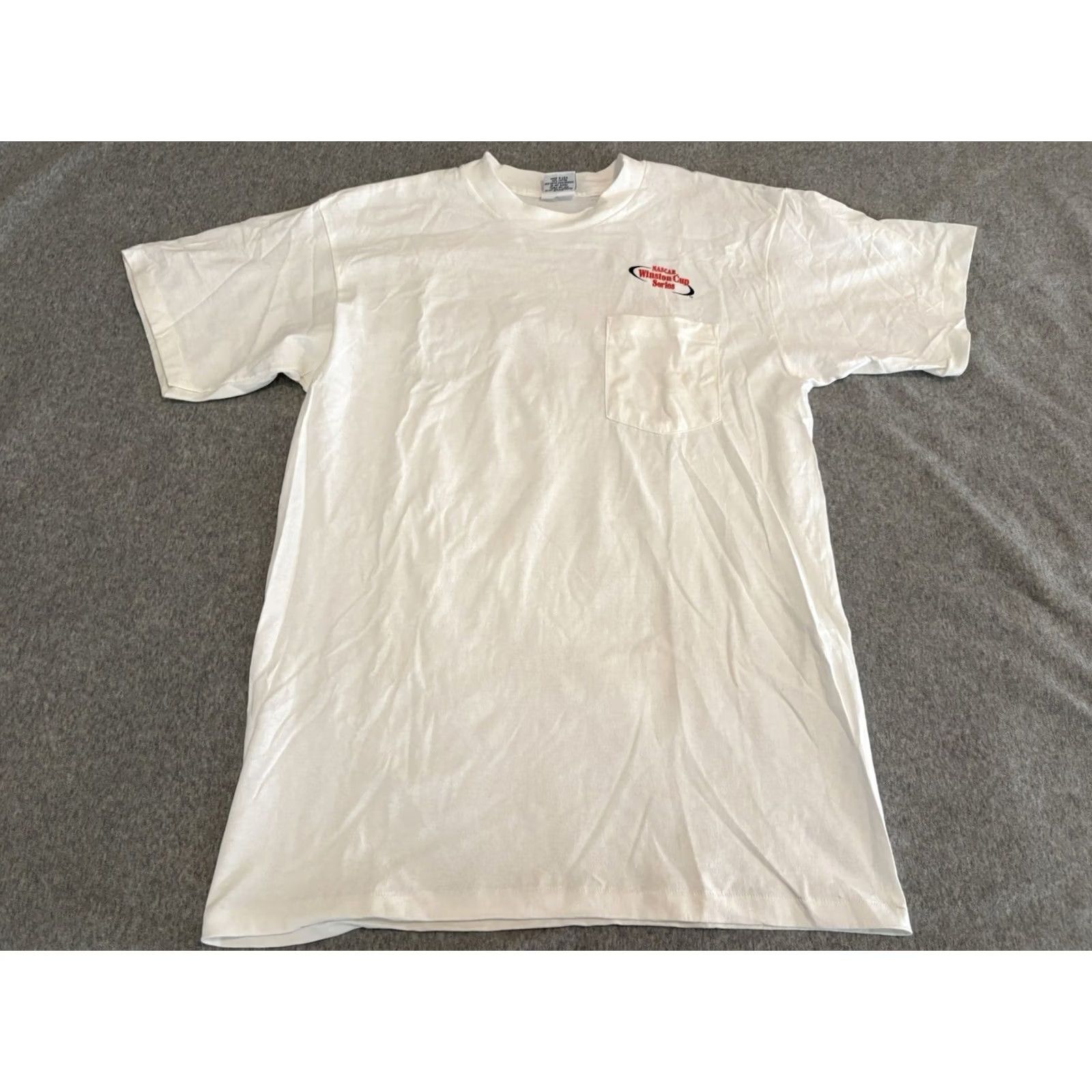 NASCAR VINTAGE NASCAR Winston Cup Series White Pocket Tee Shirt Single Stitch L Mens Short Sleeve Crew Neck Cotton 90s Cars Large White NASCAR Shirt Size US L / EU 52-54 / 3 - 3 Thumbnail