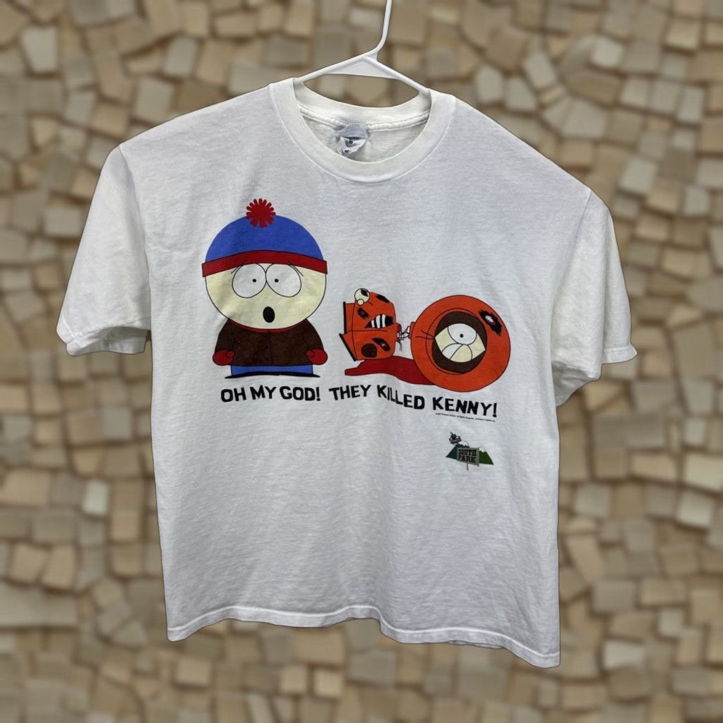 Gildan VINTAGE South Park T Shirt XL White 100% Cotton Kenny Graphic Print 1997 Comedy Central Mens Size US XL / EU 56 / 4 - 1 Thumbnail
