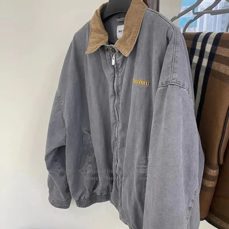 Miu Miu Miu Miu Gray Cotton Women's Jacket Size L . Size L / US 10 / IT 46 - 3 Thumbnail