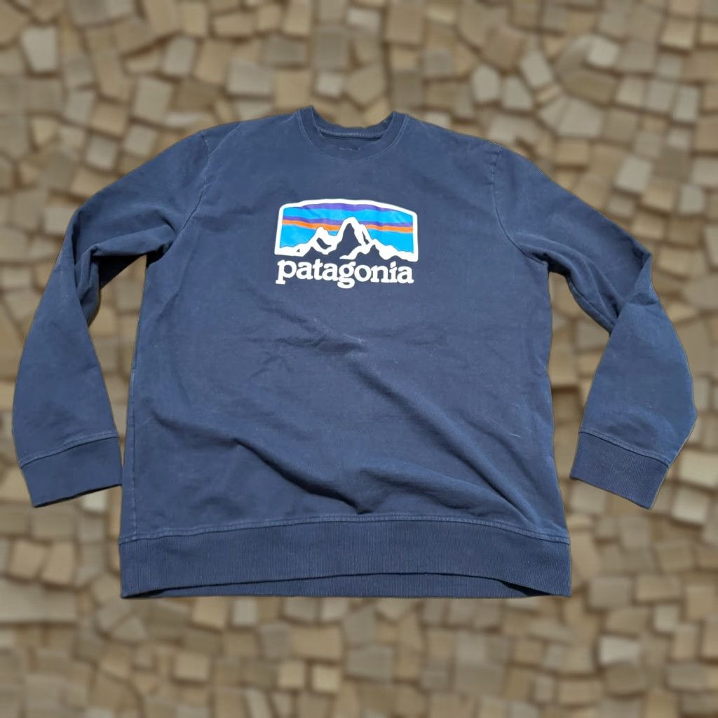 Patagonia Patagonia Sweater Men's Large Blue Logo Graphic Print Crewneck Pullover Size US L / EU 52-54 / 3 - 1 Thumbnail