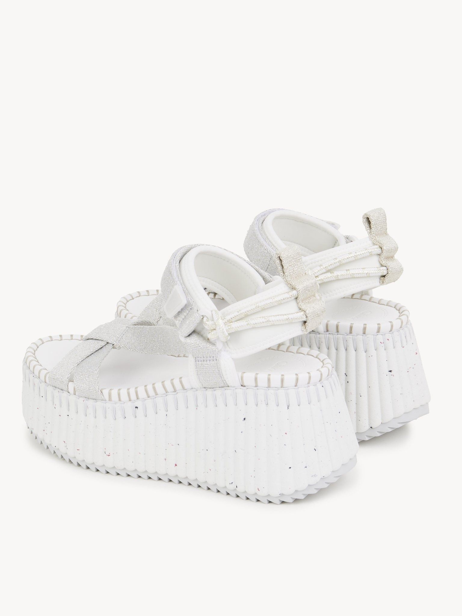 Chloe oc11z0625 Nama Wedge Sandals in Silver/White Size US 9 / IT 39 - 4 Thumbnail