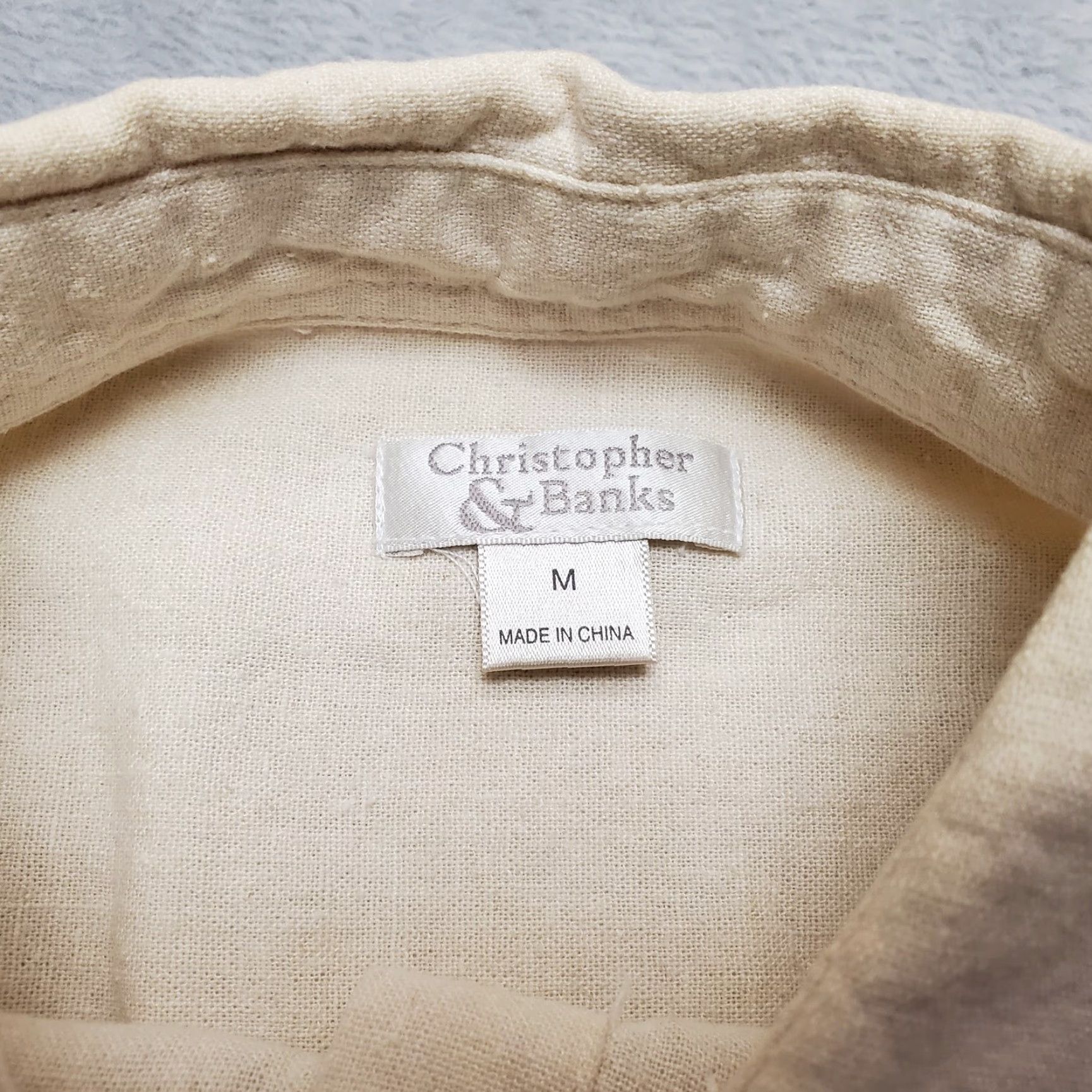 Vintage VINTAGE Christopher Banks Shirt Womens M Beige Linen Blend Floral Embroidered Size M / US 6-8 / IT 42-44 - 5 Thumbnail