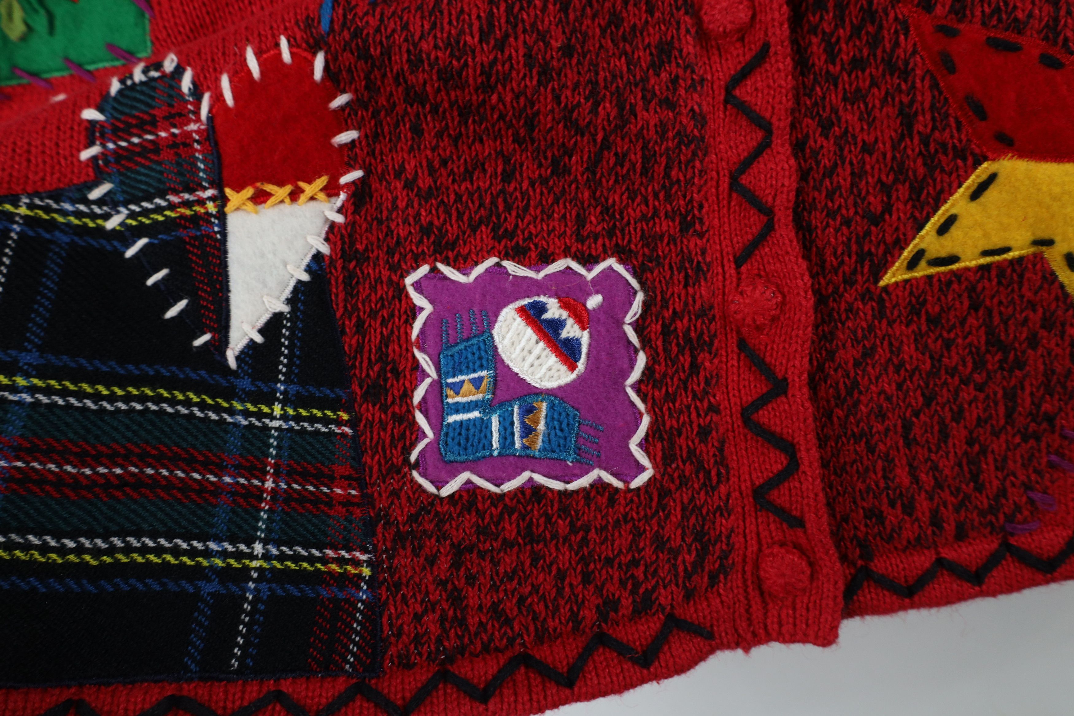 Vintage Vintage 90s Streetwear Snowman Patchwork Cardigan Sweater Size XL / US 12-14 / IT 48-50 - 8 Thumbnail