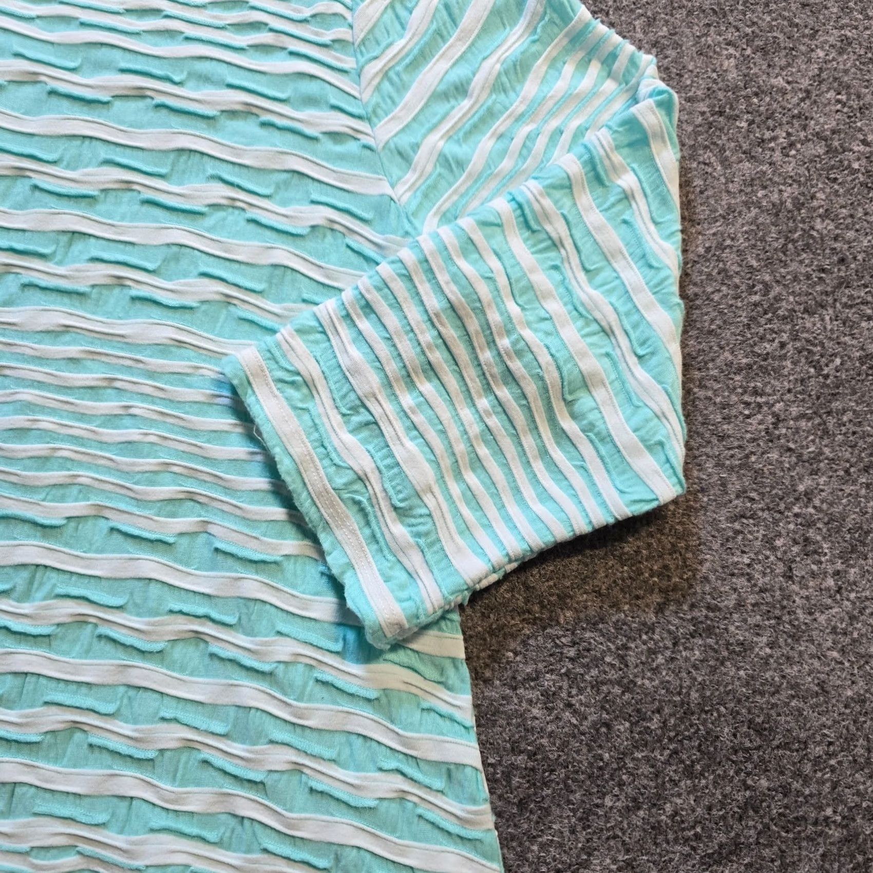 Vintage Lulu B Top Womens M Green Striped 3/4 Sleeve Textured Stretch Tunic Casual Shirt Blouse Womens Size M / US 6-8 / IT 42-44 - 3 Thumbnail