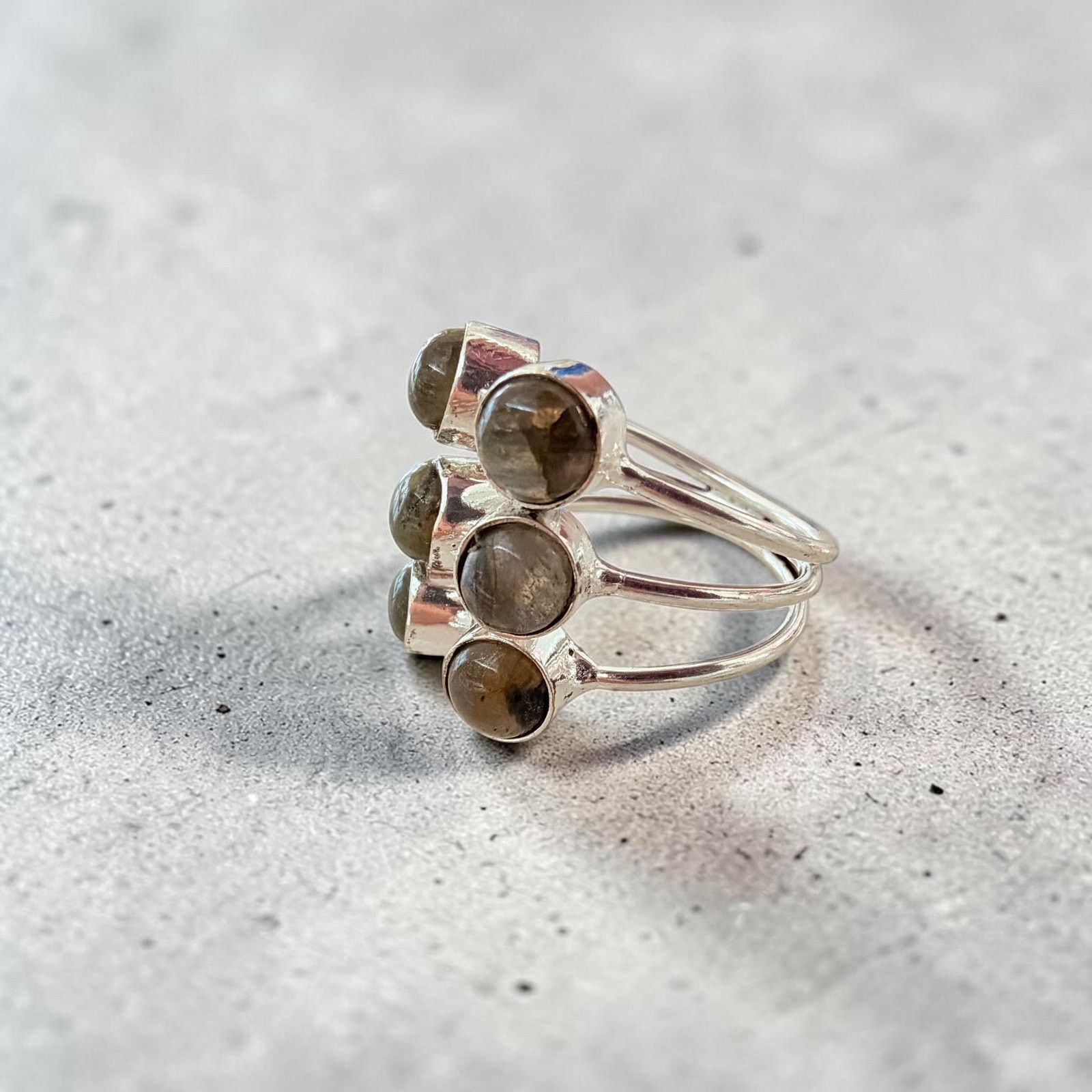 The Unbranded Brand Labradorite Cluster Ring 925 Silver Plated Adjustable Size ONE SIZE - 3 Thumbnail