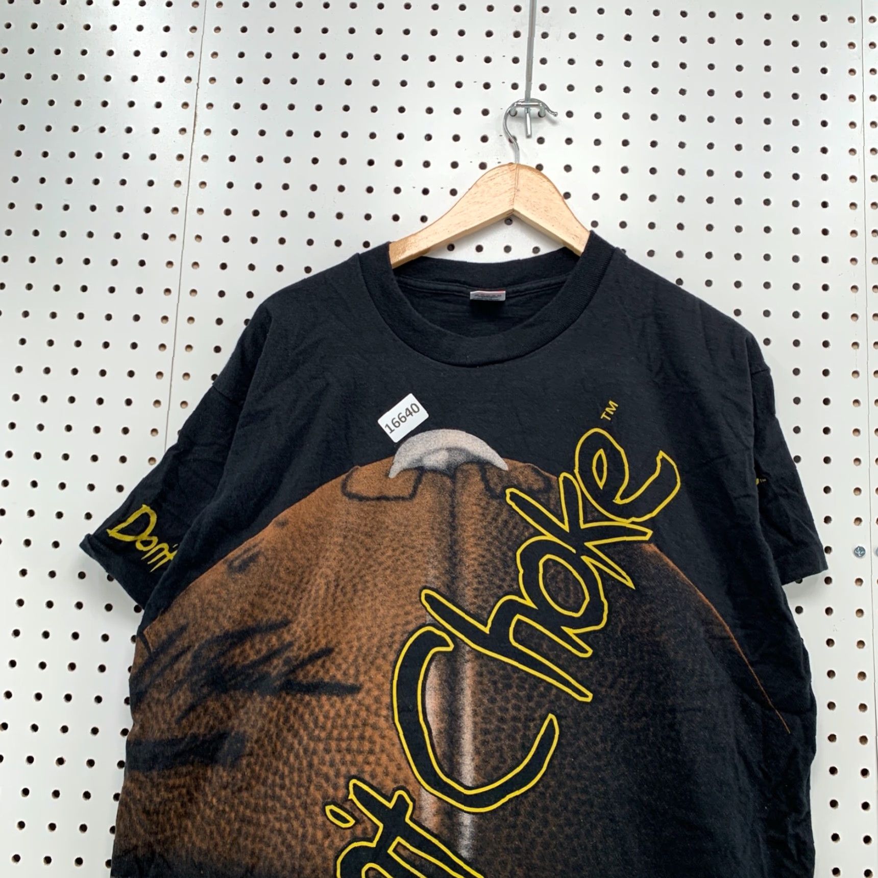 Fruit Of The Loom VINTAGE Dont Choke Football Shirt Mens XL Black AOP All Over Single Stitch Football 90s Shirt Mens XL Black Size US XL / EU 56 / 4 - 7 Thumbnail