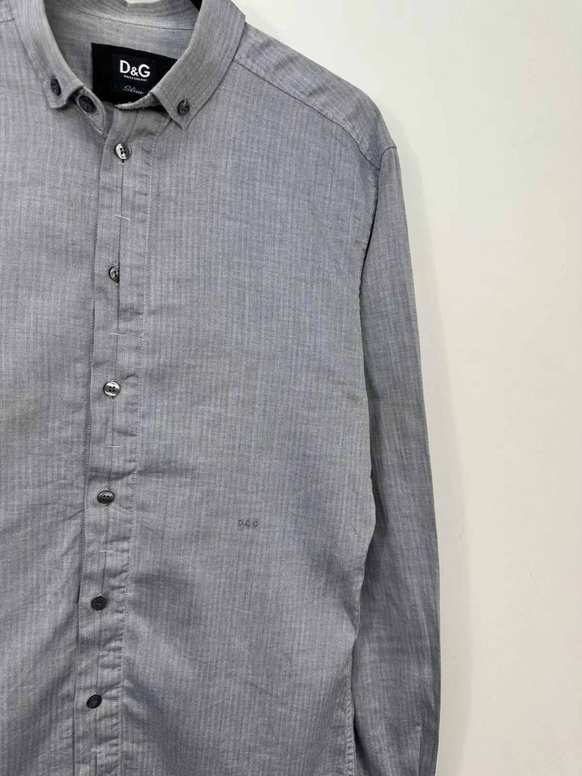 Dolce & Gabbana × Vintage Dolce & Gabbana Men's Slim Fit Gray Luxury Button Up Shirt Size US M / EU 48-50 / 2 - 4 Thumbnail
