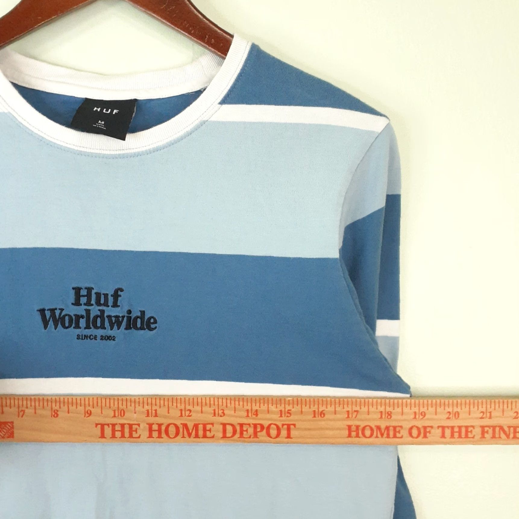 Huf HUF Worldwide Long Sleeve Striped T-Shirt Mens Medium Blue Size US S / EU 44-46 / 1 - 5 Thumbnail