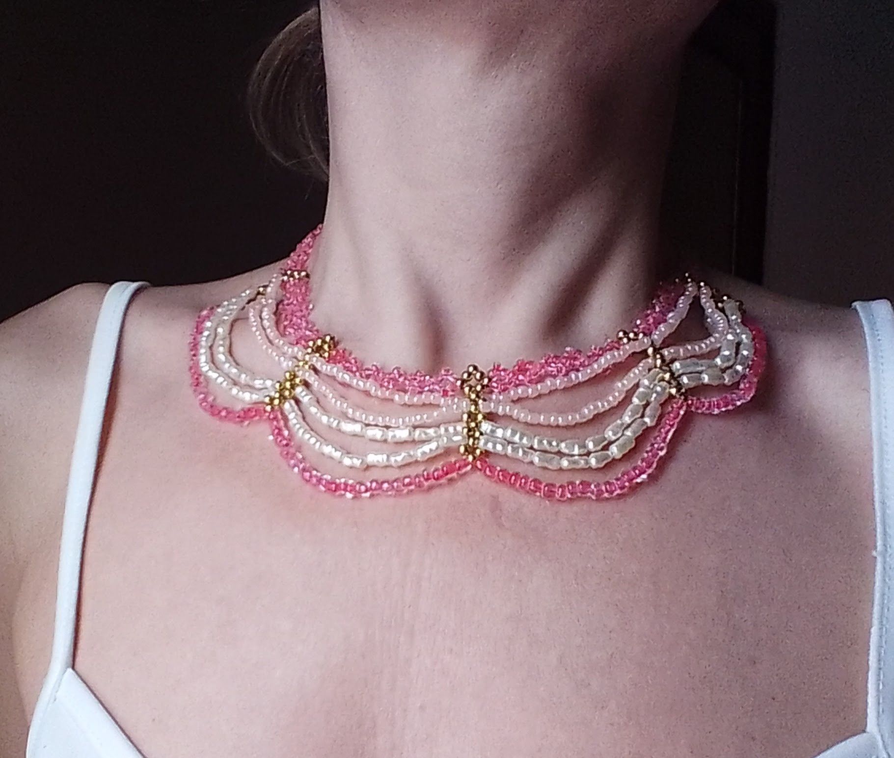 Handmade Necklace/Collar Pink Elegant Fresh Water Pearls Size ONE SIZE - 1 Thumbnail