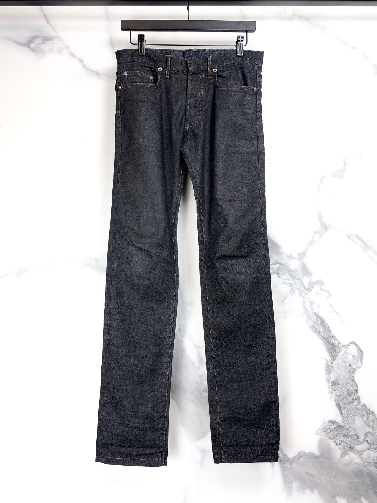 Dior AW08 Dior Homme Waxed Coated Denim Jeans Black 29 | Grailed