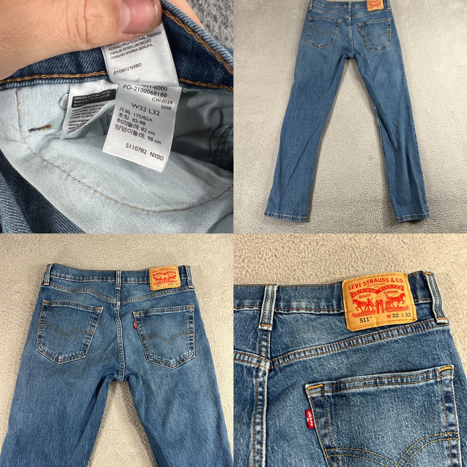 Levi's Levis 511 Jeans Mens 32x32 Slim Denim Straight Leg Blue Medium Wash Stretch Size US 32 / EU 48 - 8 Thumbnail
