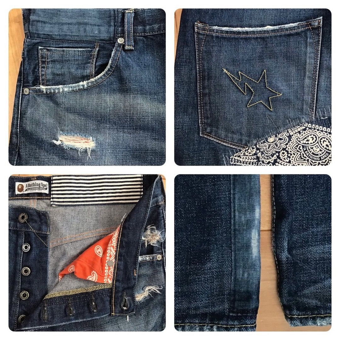 Bape × Nigo BAPE DAMAGE DENIM PANTS ABC camo a bathing ape ★size L Size US 34 / EU 50 - 8 Thumbnail