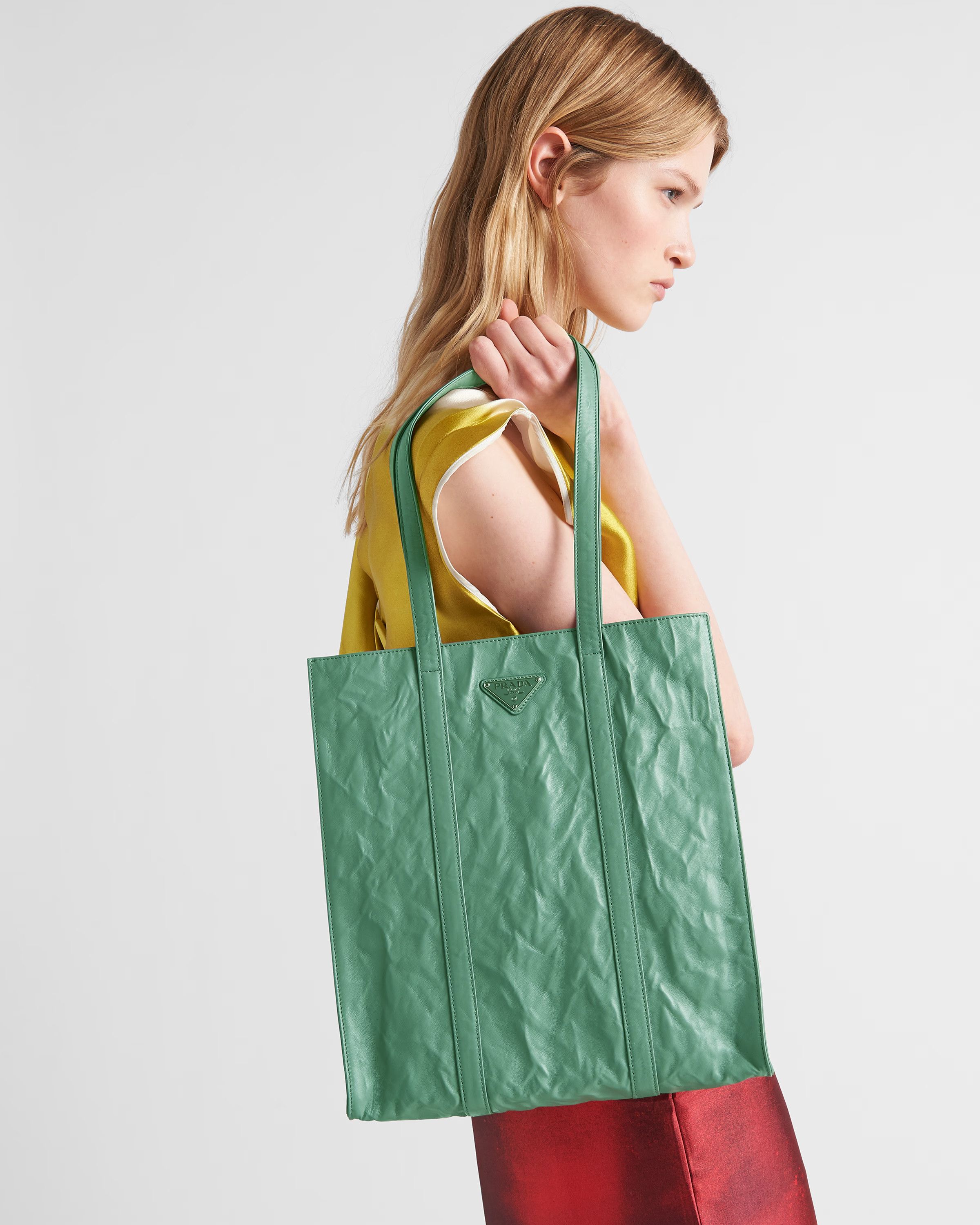 Prada PRADA sage green wrinkled effect antique nappa leather tote Size ONE SIZE - 2 Thumbnail