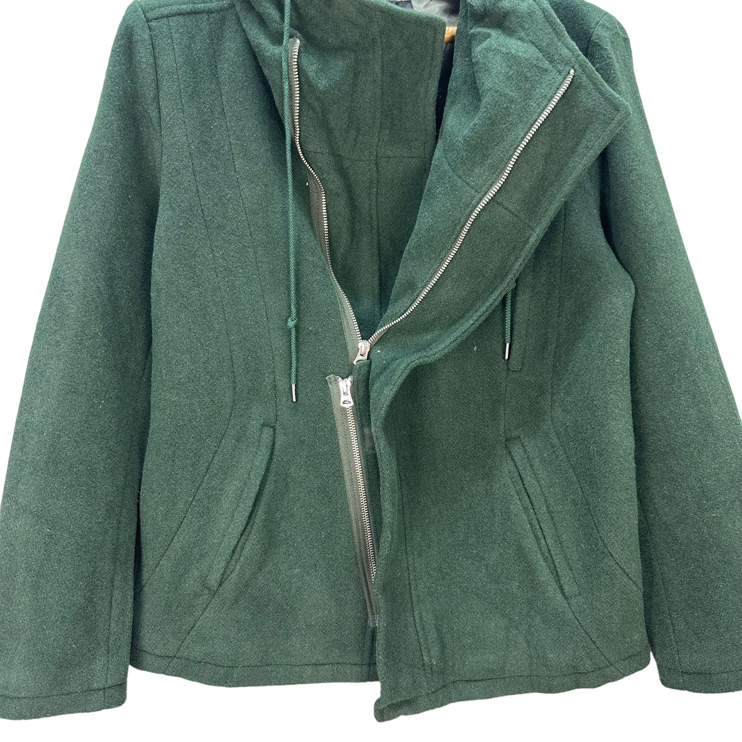 Tornado Mart TORNADO MART GREEN WOOL HOODED ASYMMETRIC JACKET #8330-004 Size L / US 10 / IT 46 - 6 Thumbnail