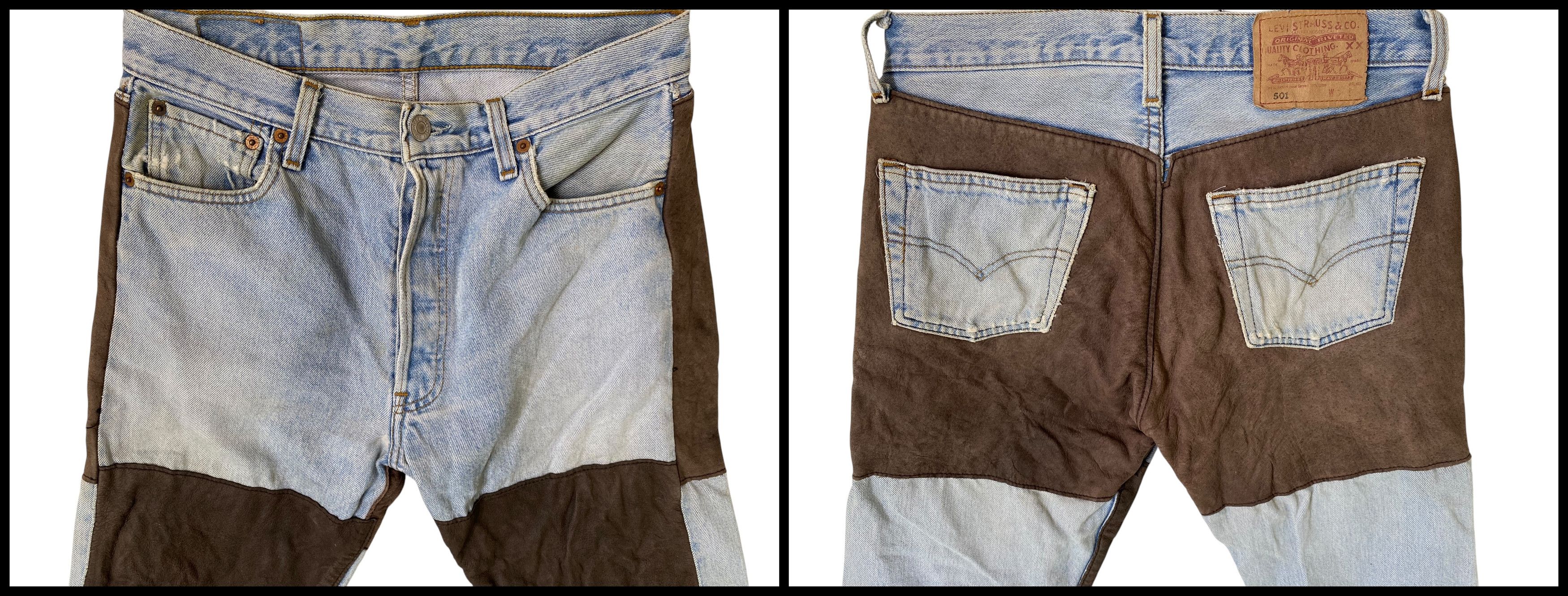 Levi's × Vintage 90s Levis 501 custom leather jeans Size US 30 / EU 46 - 3 Thumbnail